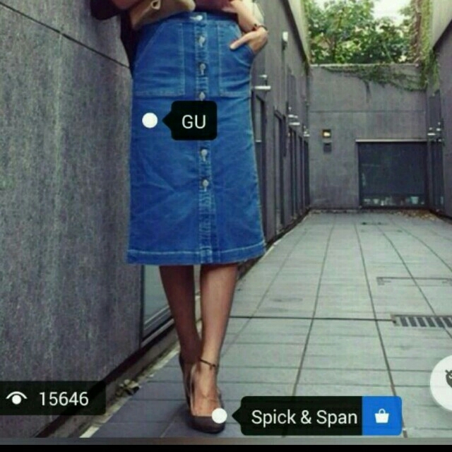 GU(ジーユー)のミモレデニムスカート レディースのスカート(ひざ丈スカート)の商品写真