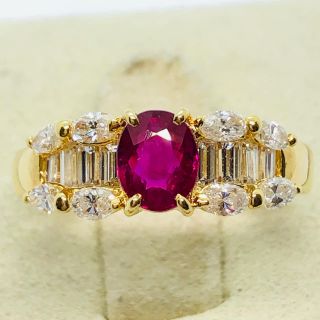 K18 ルビー/ダイヤモンド リング R:0.85ct D:0.75ct(リング(指輪))