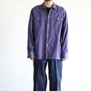 アウトレット 美品 18AW COMOLI コモリ オープンシャツ 長袖 パープル
