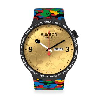 アベイシングエイプ(A BATHING APE)の【新品未使用】SWATCH X BAPE TOKYO BLACK CAMO(腕時計(アナログ))