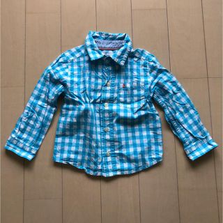 カーターズ(carter's)のcarter's 長袖 ブロード シャツ ライトブルー チェック 1歳 2歳(シャツ/カットソー)