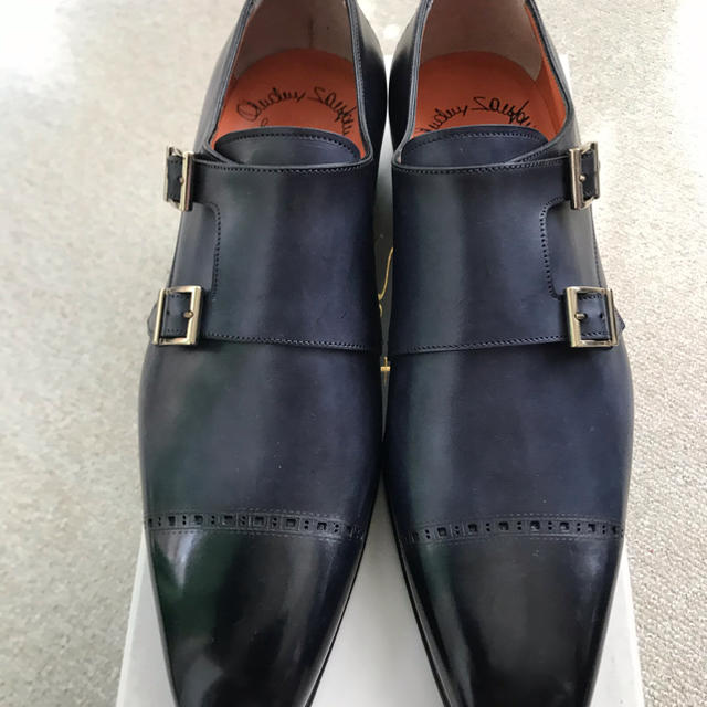 Santoni(サントーニ)のサントーニダブルモンクストラップ8ダークブルー メンズの靴/シューズ(ドレス/ビジネス)の商品写真