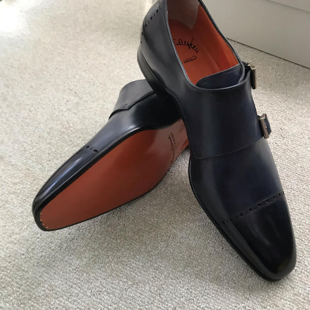 Santoni(サントーニ)のサントーニダブルモンクストラップ8ダークブルー メンズの靴/シューズ(ドレス/ビジネス)の商品写真