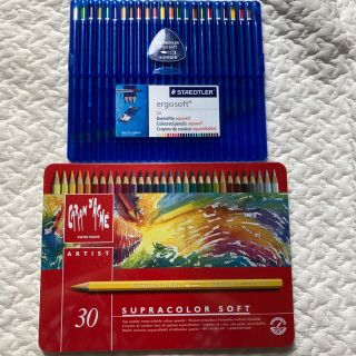 カランダッシュ(CARAN d'ACHE)の正規品スイス製カランダッシュ色鉛筆30色ドイツ製ステッドラー水彩色鉛筆アート用品(色鉛筆)