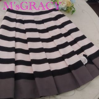 エムズグレイシー(M'S GRACY)の🎀エムズグレイシー🎀カメリアリボン❣️ストライプスカート❣️ピンク❣️(ひざ丈ワンピース)