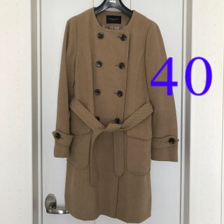 ユナイテッドアローズ(UNITED ARROWS)のユナイテッドアローズ　ノーカラーコート　ウールアンゴラ　キャメル　サイズ40(ロングコート)