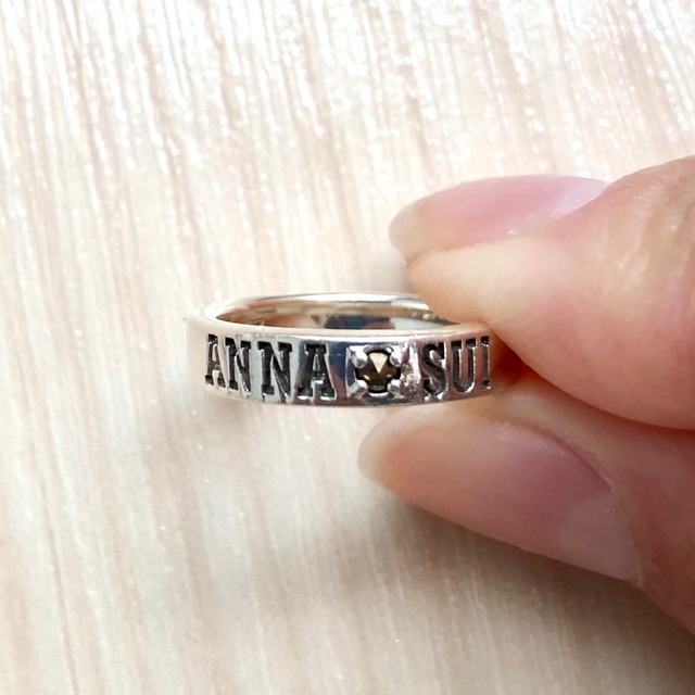 アナスイ ANNA SUI ロゴ有 指輪 ピンキーリング ３号 天然石 オニキス
