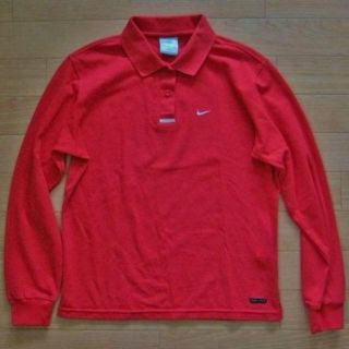 ナイキ(NIKE)のナイキ）赤（Ｍ）長袖ポロシャツ☆ドライフィット　12/20まで値下げ中(シャツ/ブラウス(長袖/七分))