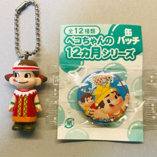 フジヤ(不二家)のペコちゃん　❀缶バッチ&マスコットホルダー(バッジ/ピンバッジ)