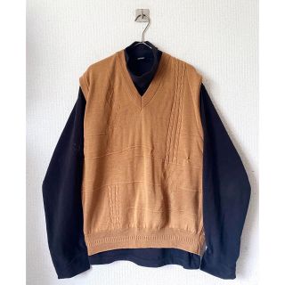 コムデギャルソン(COMME des GARCONS)のvintage レトロ アーガイル デザイン 刺繍 キャメル ニットベスト(ニット/セーター)