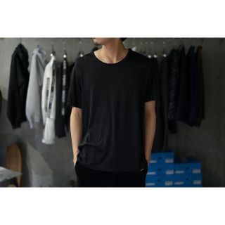 コモリ(COMOLI)のCOLINA / WASHABLE SILK TEE BLACK　XL(Tシャツ/カットソー(半袖/袖なし))