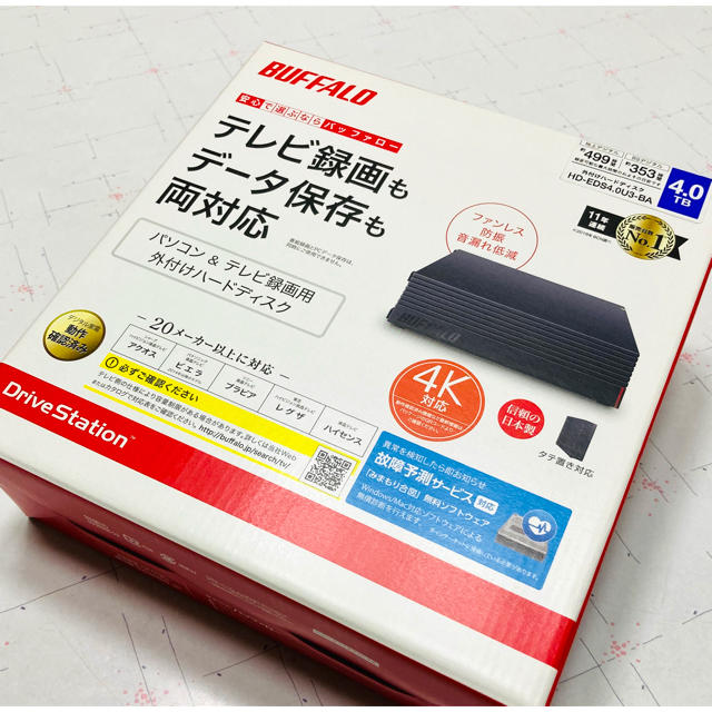 Buffalo(バッファロー)のBUFFALO 外付けハードディスク HDD 4T スマホ/家電/カメラのテレビ/映像機器(その他)の商品写真