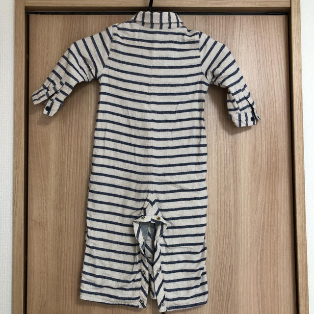 babyGAP(ベビーギャップ)のベビーギャップ　ボーダーロンパース 90 キッズ/ベビー/マタニティのキッズ服男の子用(90cm~)(Tシャツ/カットソー)の商品写真