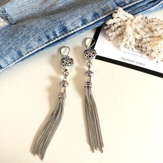 アメリヴィンテージ(Ameri VINTAGE)のタッセルチェーンピアス　ハート　シルバー　フリンジピアス(ピアス)