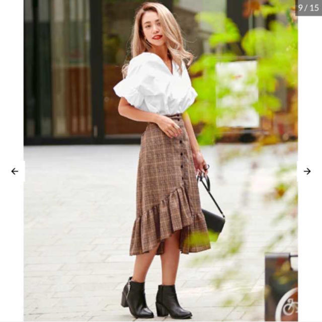 CHILLE anap(チルアナップ)のANAPChill グレンチェックフリルスカート 新品タグ付き レディースのスカート(ひざ丈スカート)の商品写真