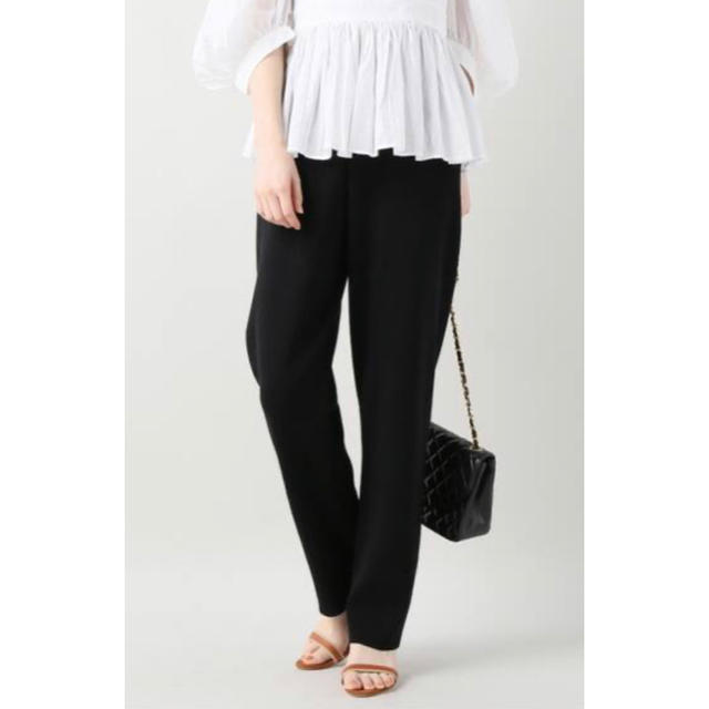 IENA - VERMEIL par iena 新品 ストレートニットパンツ◆ブラック(F)