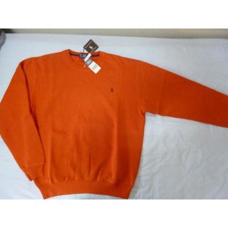 ポロラルフローレン(POLO RALPH LAUREN)の新品　’９０ｓ　ビックシルエット　裏起毛　ワンポイントスウェット　オレンジ　Ｍ(スウェット)