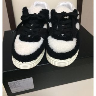 シャネル　クラシックスニーカー　37  フェルト×サテン　ブラック　CHANEL