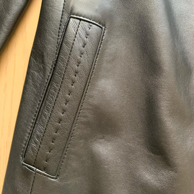 ノースビーチ購入の黒レザーコート レディースのジャケット/アウター(ノーカラージャケット)の商品写真