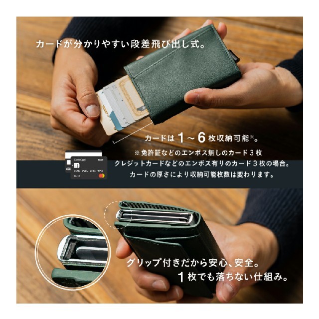 MURUA(ムルーア)の【MURA】RFIDスキミング防止機能付 レザー カーボン 三つ折り ミニ財布 メンズのファッション小物(折り財布)の商品写真