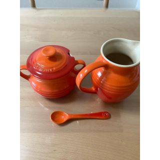 ルクルーゼ(LE CREUSET)のル・クルーゼ　ミルクピッチャー　シュガーポット　オレンジ(食器)