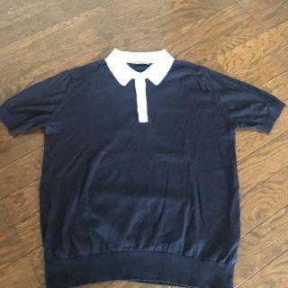 ジョンスメドレー(JOHN SMEDLEY)のジョンスメドレー　ニットポロシャツ　ネイビー×ホワイト　タグなし　Mサイズ(ポロシャツ)