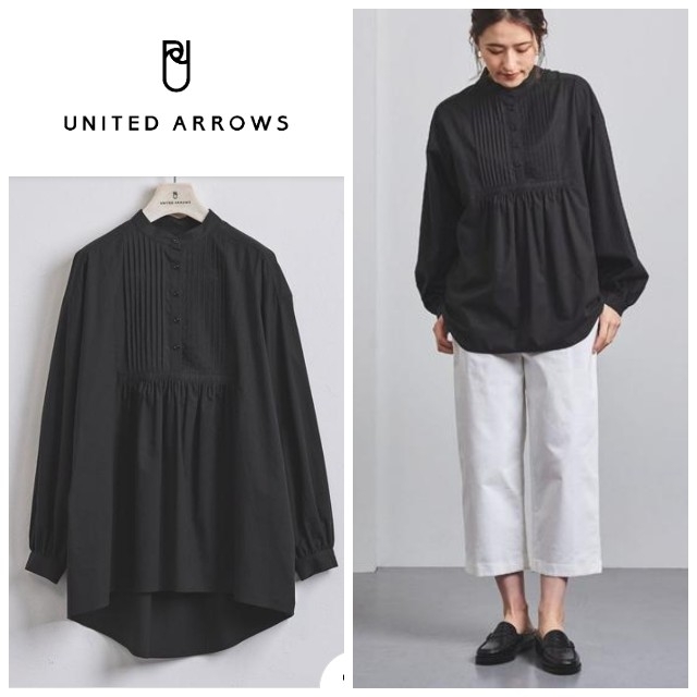 UNITED ARROWS(ユナイテッドアローズ)の＜STYLE for LIVING＞バンドカラー タックギャザー ブラウス† レディースのトップス(シャツ/ブラウス(長袖/七分))の商品写真