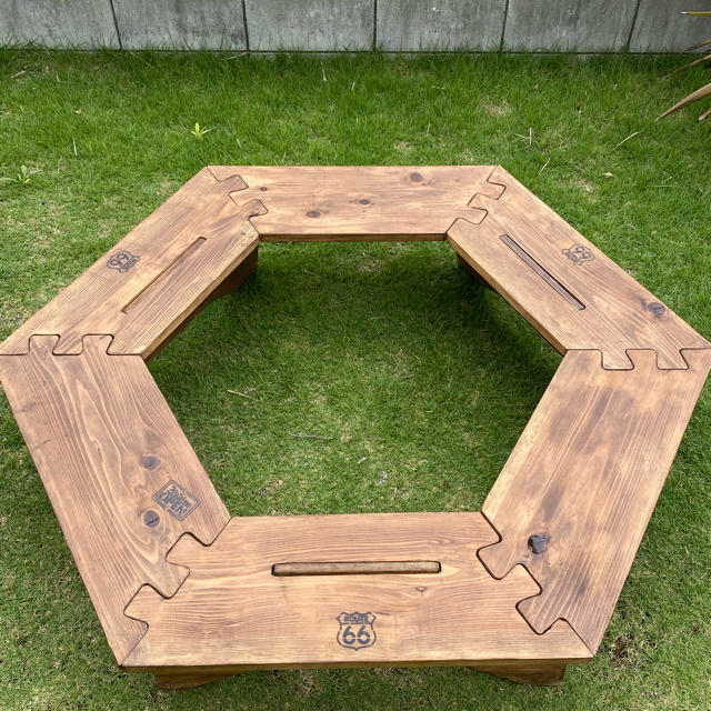 木製テーブルヘキサテーブル