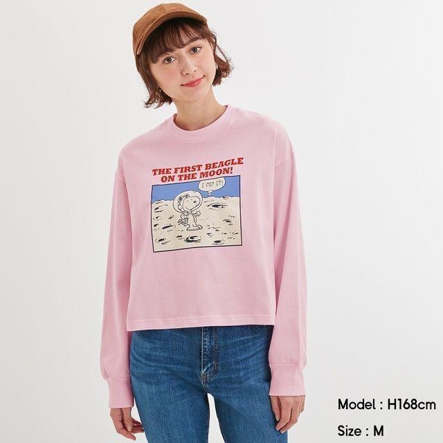 GU(ジーユー)のGU スヌーピー ロングスリーブT(長袖)Peanuts レディースのトップス(Tシャツ(長袖/七分))の商品写真