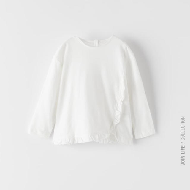 ZARA(ザラ)のZARA ベビー  フリル付きTシャツ 新品未使用 キッズ/ベビー/マタニティのベビー服(~85cm)(Ｔシャツ)の商品写真