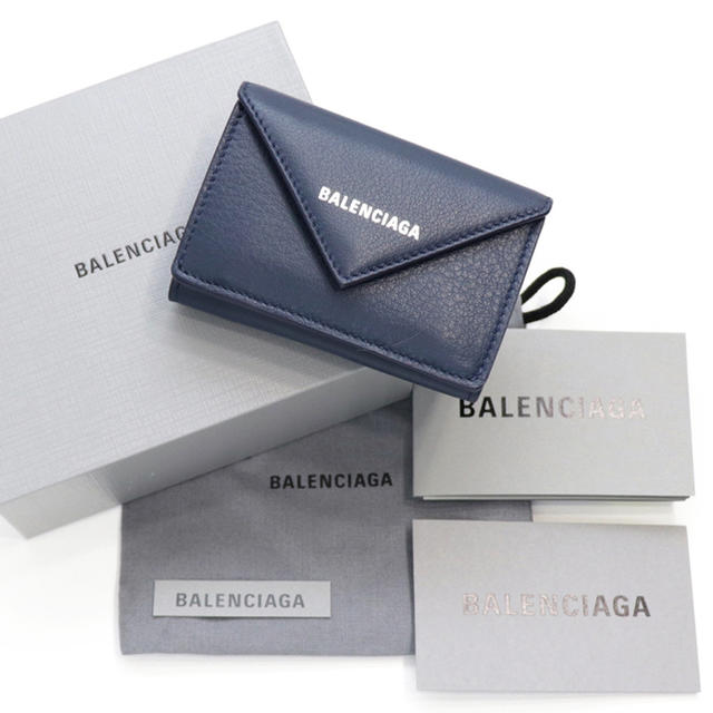Balenciaga - 新品 バレンシアガ ミニ財布 ペーパー ミニウォレット 三つ折り財布 ネイビーの通販 by The_Gift｜バレンシアガ ならラクマ