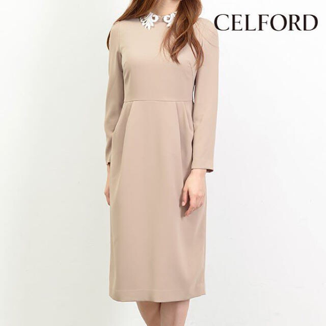 【新品未着用タグ付】CELFORD セルフォード レース衿タックタイトワンピースのサムネイル