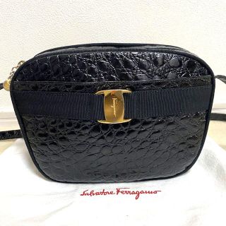 サルヴァトーレフェラガモ(Salvatore Ferragamo)のフェラガモ ショルダーバッグ ヴァラ クロコ 型押し レザー ヴィンテージ 良品(ショルダーバッグ)