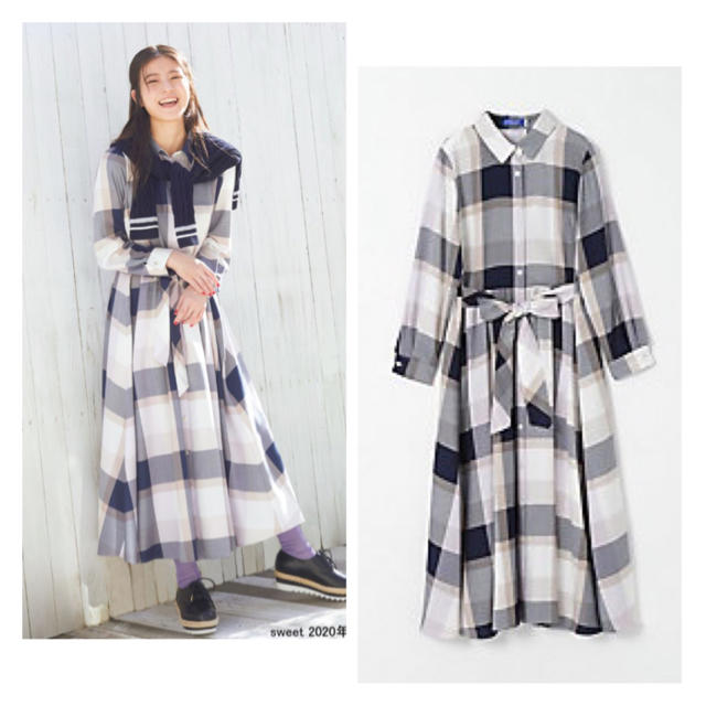 BURBERRY BLUE LABEL(バーバリーブルーレーベル)の新品タグ付き 人気 完売品 ブルーレーベル クレストブリッジ ワンピース 長袖 レディースのワンピース(ロングワンピース/マキシワンピース)の商品写真