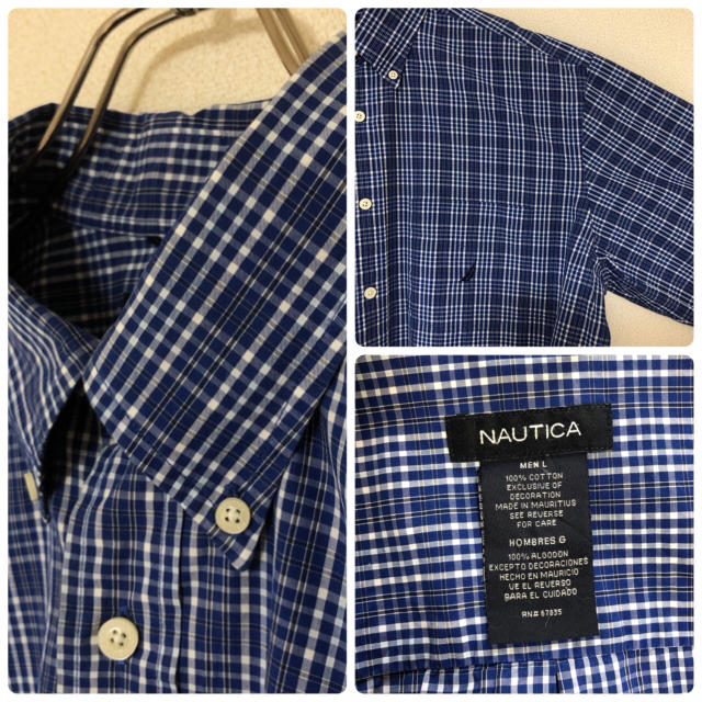 NAUTICA(ノーティカ)のNAUTICA シャツ 刺繍 ボタンダウン チェック 長袖 綿 古着 メンズのトップス(シャツ)の商品写真