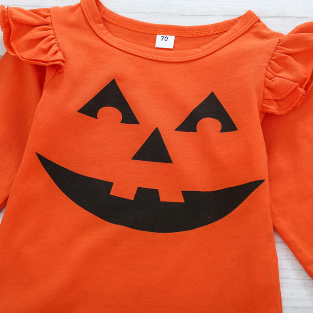 ハロウィン キッズ かぼちゃ　3点セット子供用 衣装 コスプレ 女の子  キッズ/ベビー/マタニティのベビー服(~85cm)(その他)の商品写真