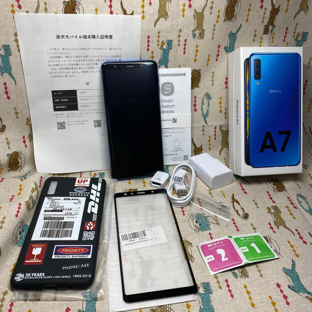 モバイル Galaxy A7 (SM-A750C) ブルー 通電確認のみアンドロイド