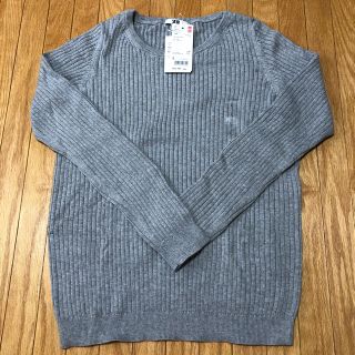 ユニクロ(UNIQLO)の【新品未使用タグ付き】ユニクロ　コットンカシミリブセーター　グレー　L(ニット/セーター)