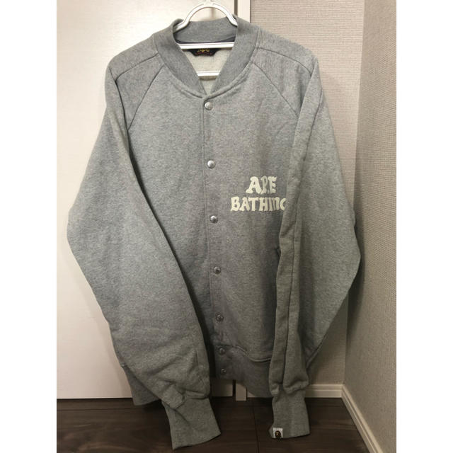 A BATHING APE　 エイプ　スエットスタジャン　グレー　Lサイズ