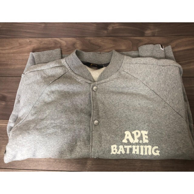 A BATHING APE　 エイプ　スエットスタジャン　グレー　Lサイズ