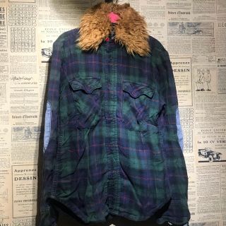 ムチャチャ(muchacha)のあちゃちゅむ ムチャチャ 長袖チェックシャツ ボア着脱可能 size L(ブラウス)