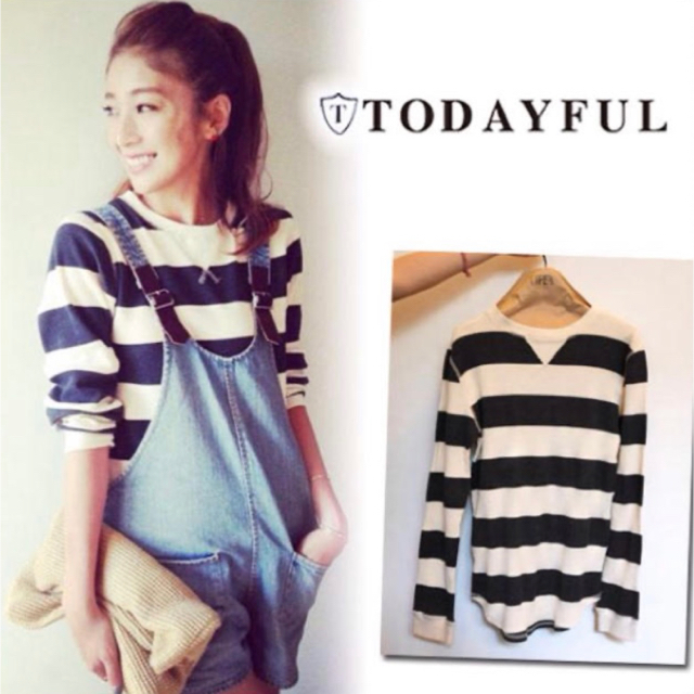 TODAYFUL(トゥデイフル)のワッフルボーダーカットソー TODAYFUL 初期完売 美品 レディースのトップス(カットソー(長袖/七分))の商品写真