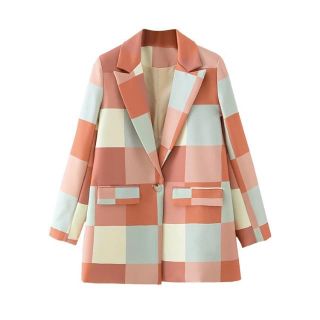 ザラ(ZARA)の🍁秋新作🍁2389◆レトロ 柄 テーラードジャケット ブレザー (テーラードジャケット)