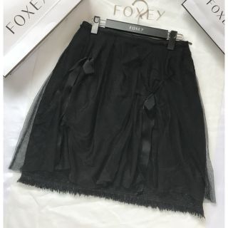 フォクシー(FOXEY)のFOXEY✨チュールベールスカート40(ひざ丈スカート)