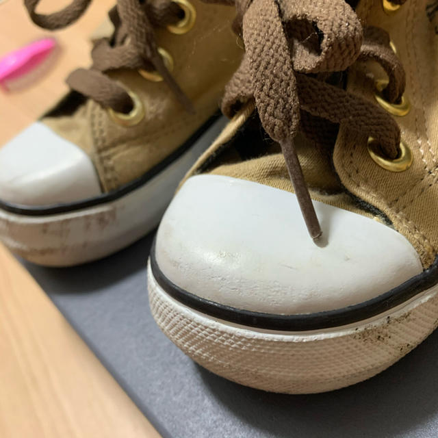 VANS(ヴァンズ)の16cm ハイカット スニーカー VANS ベージュ秋色 ゴールド ユニセックス キッズ/ベビー/マタニティのキッズ靴/シューズ(15cm~)(スニーカー)の商品写真