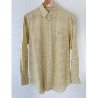 ラコステ(LACOSTE)のラコステ【LACOSTE】シャツ チェック 綿麻 コットンリネン M イエロー(シャツ)