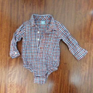 ベビーギャップ(babyGAP)のbabyGap  長袖　80cm ロンパース　ボディ　チェック　シャツ(ロンパース)