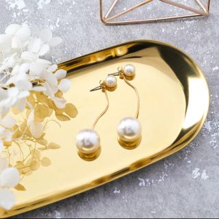パール　レディース　ピアス　アクセサリー　夏　ボヘミアン　新品　GOLD(ピアス)
