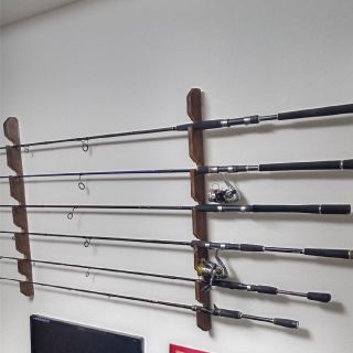 壁掛けロッドホルダー6本シングル【キズ跡がめだたないフック仕様】(ロッド)