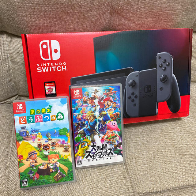 Nintendo Switch(ニンテンドースイッチ)の任天堂 Switch本体colour gray+ゲームソフト3点 エンタメ/ホビーのゲームソフト/ゲーム機本体(家庭用ゲーム機本体)の商品写真